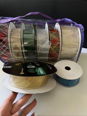 Assorted Holiday Gift Ribbons - Red, Green, Gold, Silver, Teal